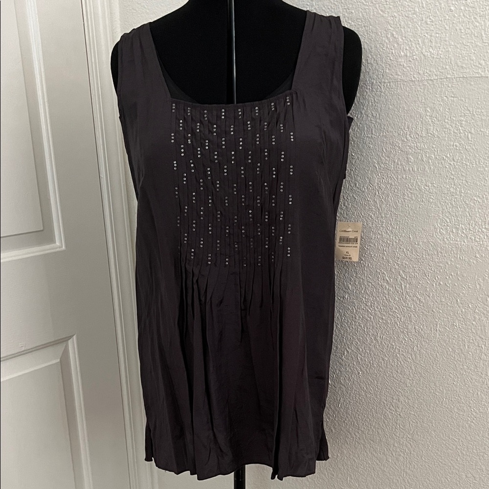 Elegant Coldwater Creek Black Sleeveless Top with sequin design NWT size XL